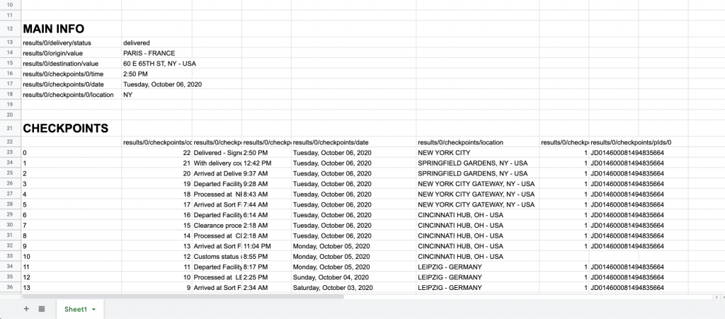 Track DHL shipments in Google Sheets - NoDataNoBusiness