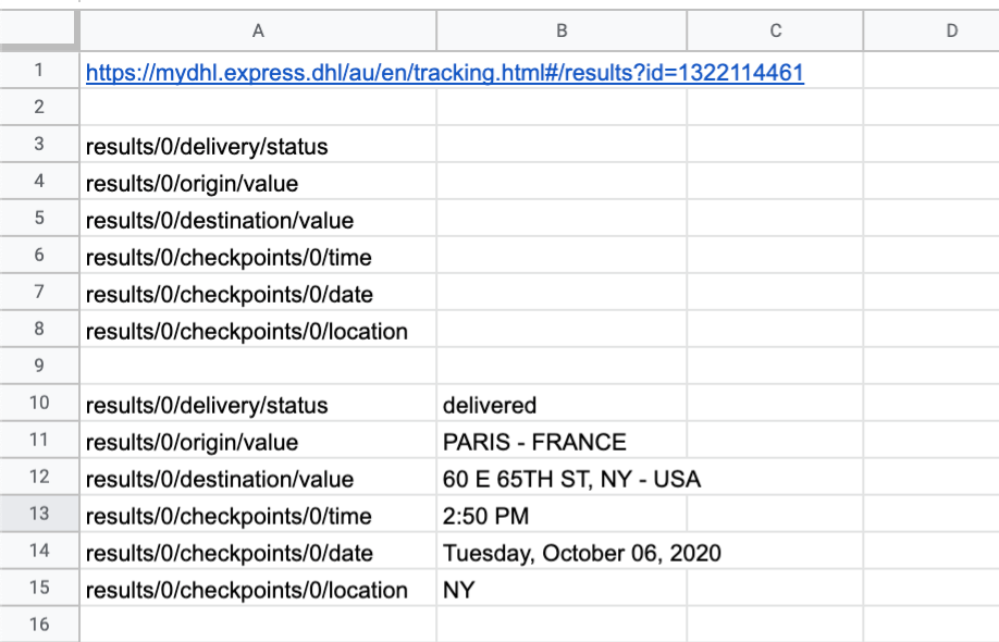 Track DHL shipments in Google Sheets - NoDataNoBusiness