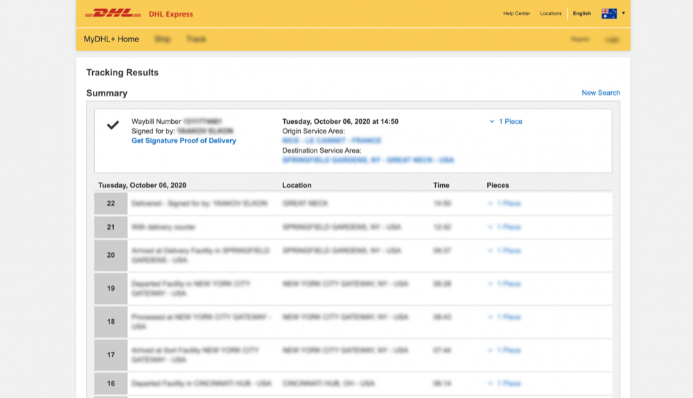 dhl tracking israel tracking number