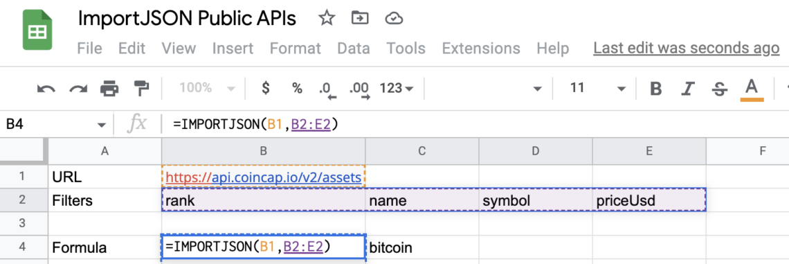 How to use an API without coding - ImportJSON