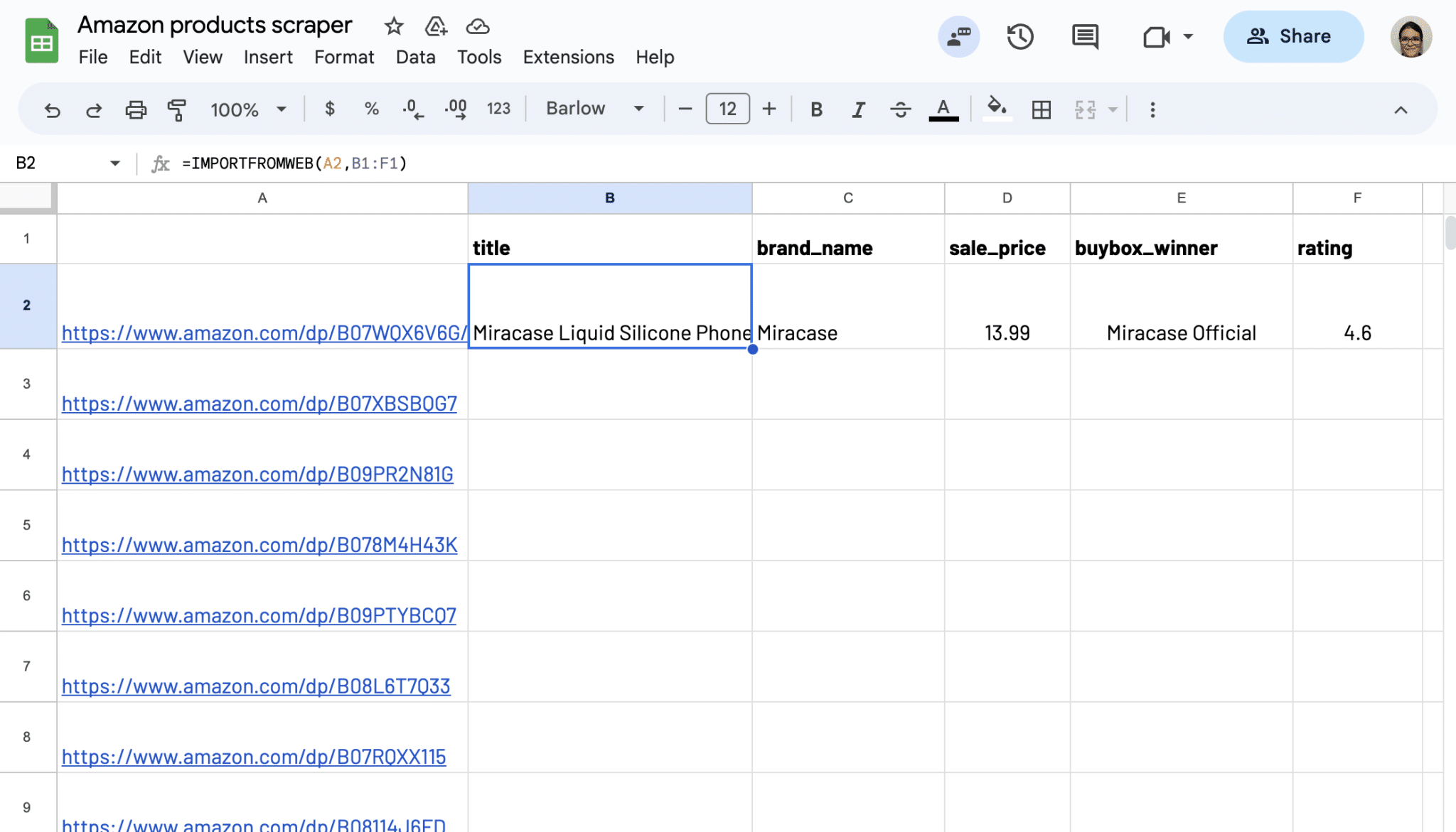 Write IMPORTFROMWEB() function