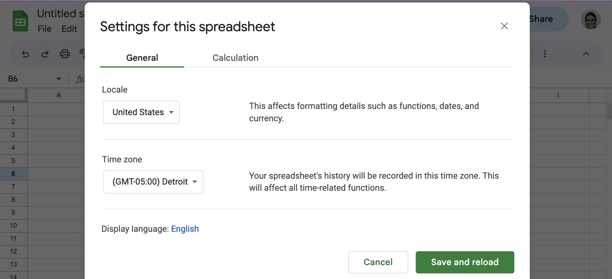 Google Sheets locale settings